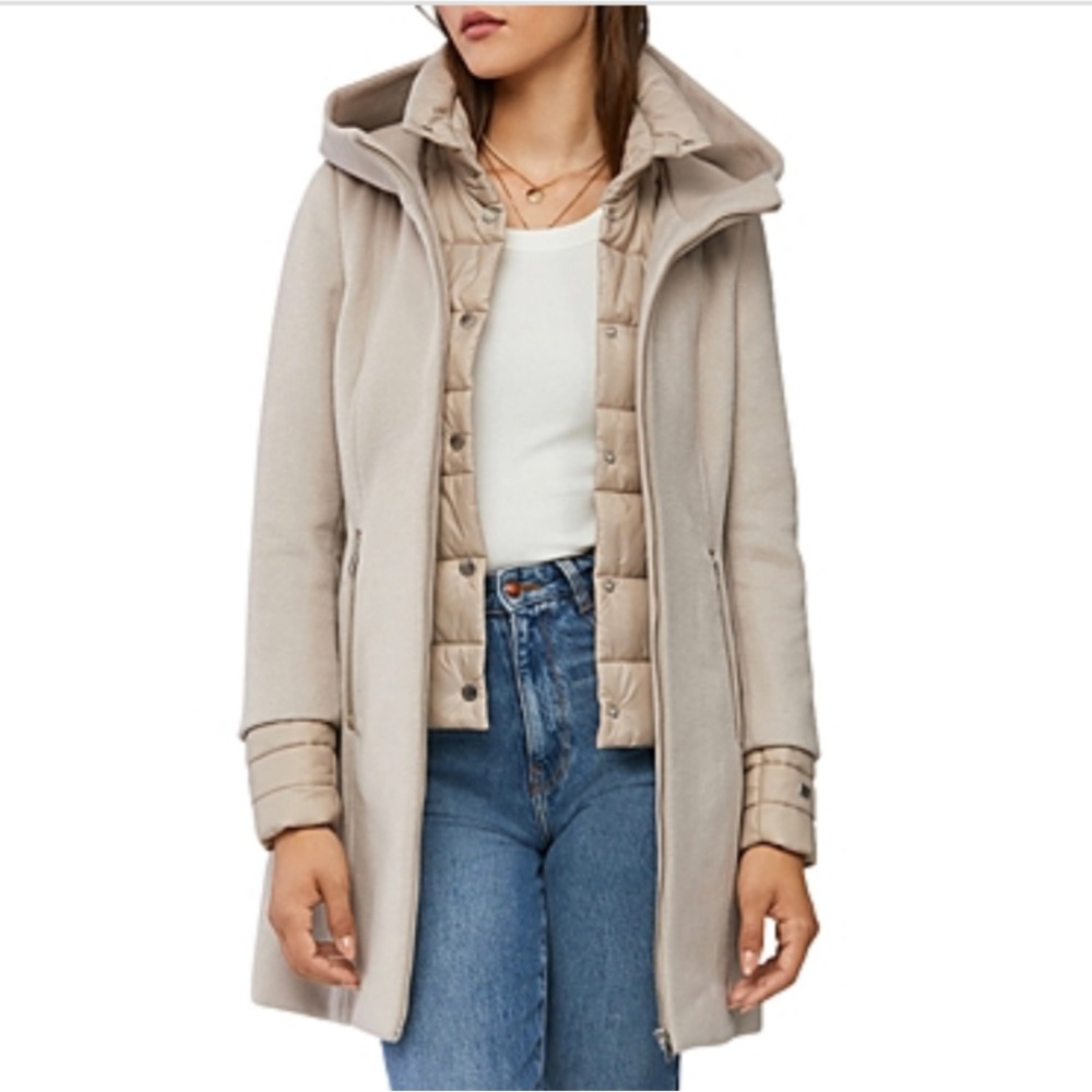 Soia & Kyo Rooney Hooded Mixed Media Coat